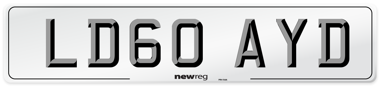 LD60 AYD Number Plate from New Reg